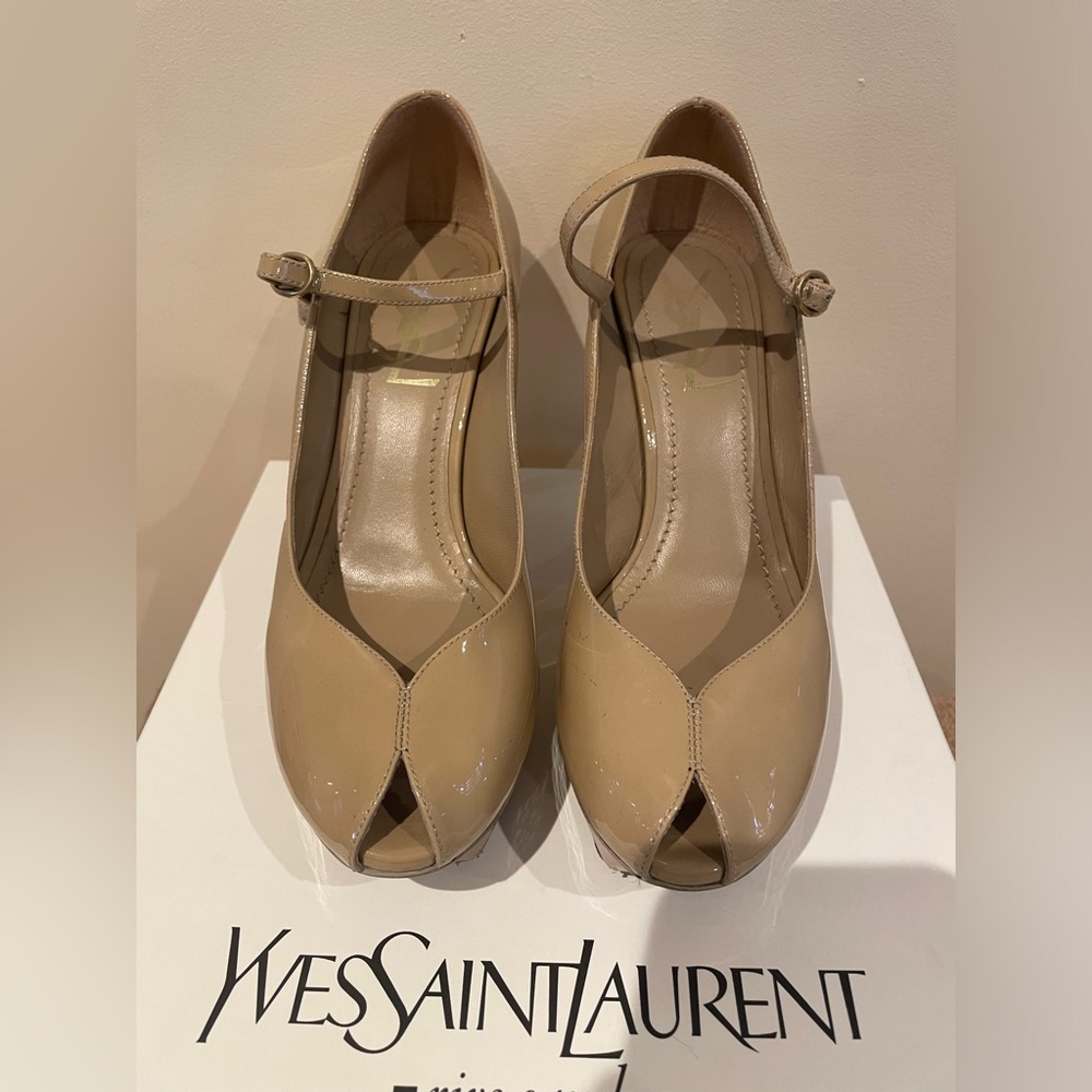 YSL Tribute PL75 Pump Beige Size 36